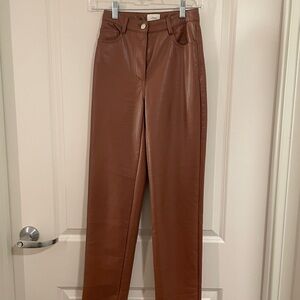 Aritzia Melina Brown Leather Pants